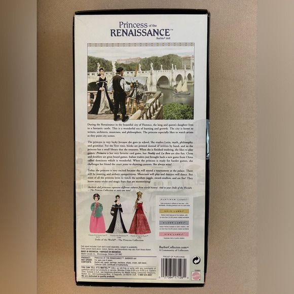 Barbie Dolls of the World Princess of the Renaissance Barbie 2004 NIB - Picture 7 of 8